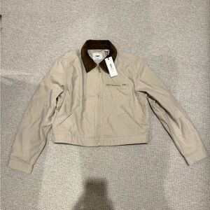 TNA Beige Jacket with Dark Brown Collar